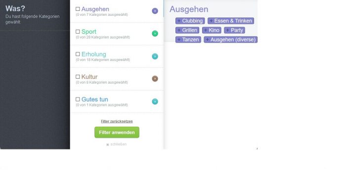 Spontacts Kategorien